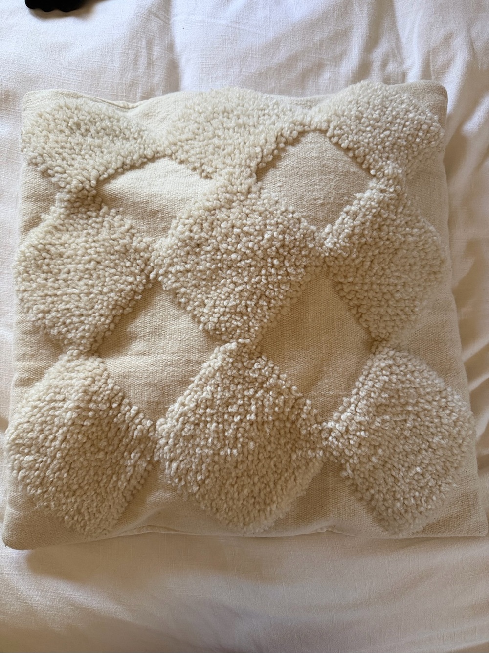 IKEA Textured Diamond Pattern Throw Pillow in Cream